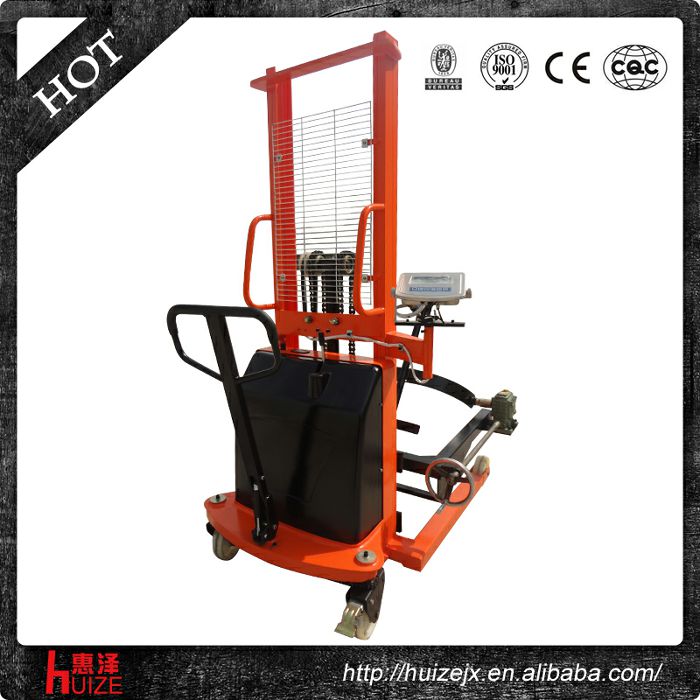 半電動(dòng)稱重油桶車（夾鐵桶，手搖翻轉(zhuǎn)倒料）